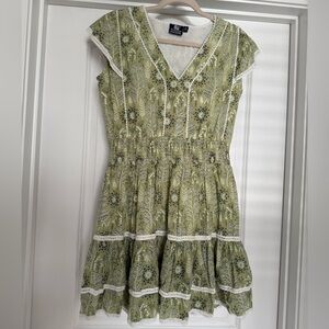 Madison Mathews Green Printed Dress size medium